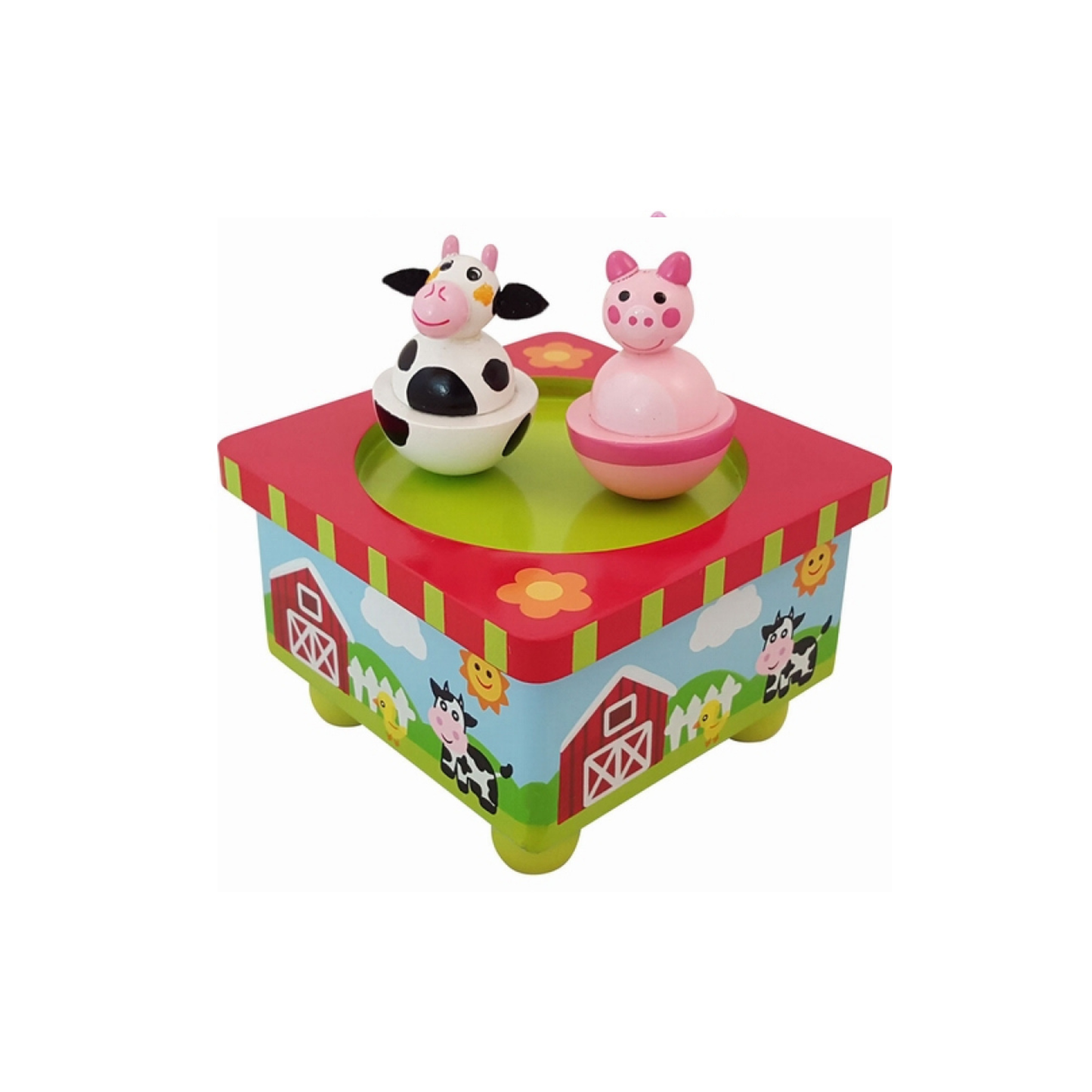 Houten muziekdoosje - boerderijdieren