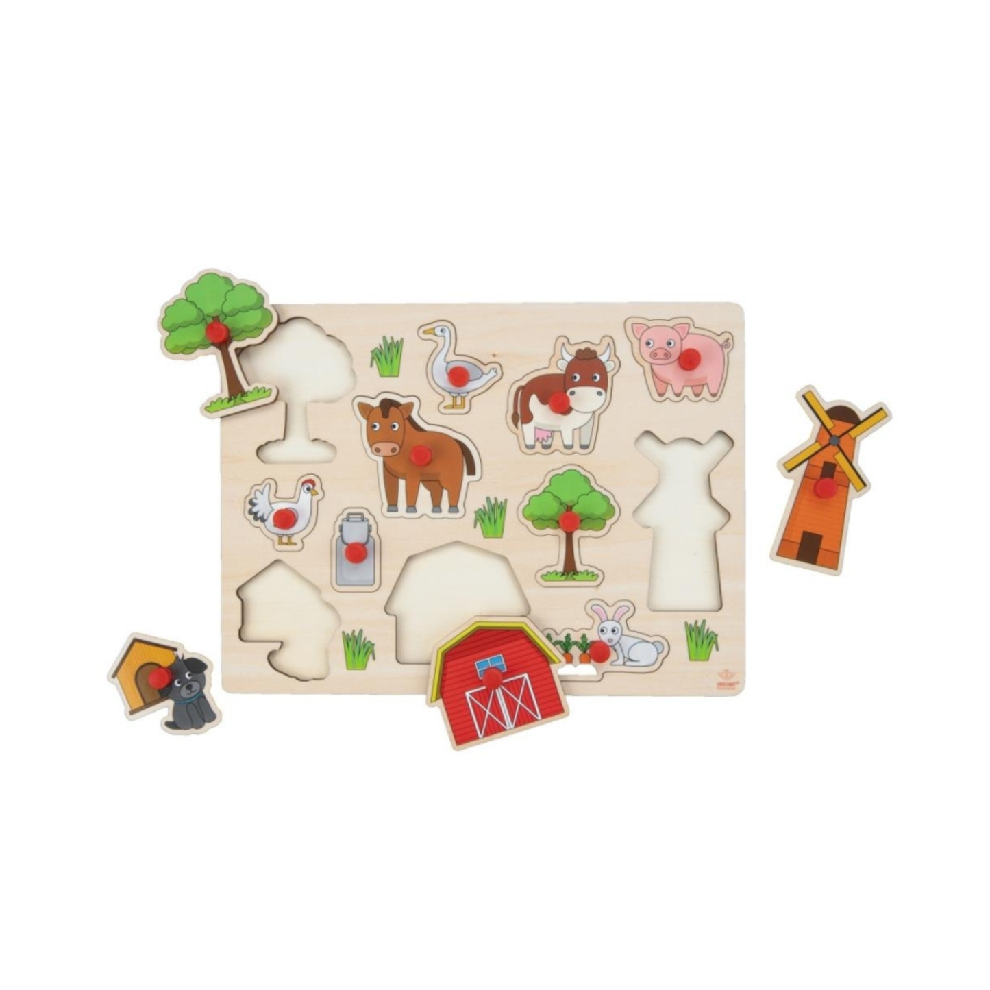 Angeltoys houten knoppuzzel - Boerderij (klein)