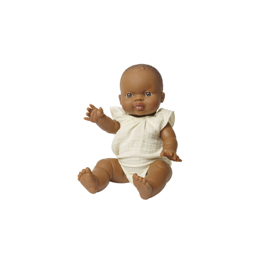 Helless poppenrompertje met ruches ecru (28-35 cm)