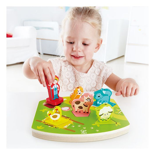Hape houten boerderij geluiden puzzel