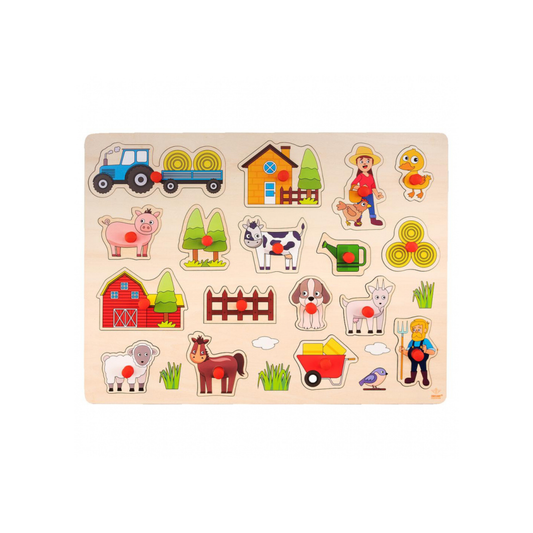 Angeltoys houten knoppuzzel - Boerderij (groot)