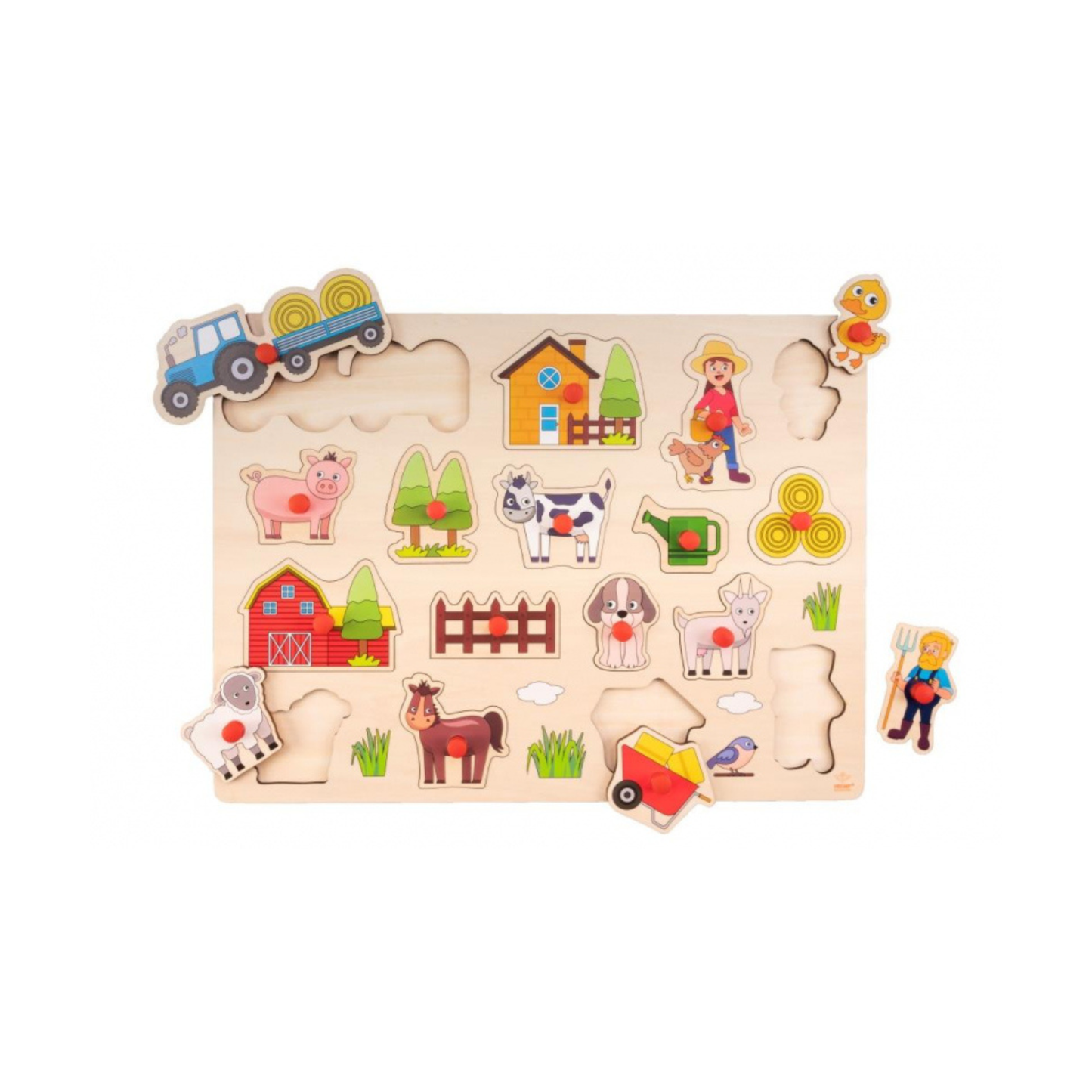 Angeltoys houten knoppuzzel - Boerderij (groot)