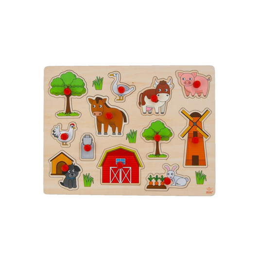 Angeltoys houten knoppuzzel - Boerderij (klein)
