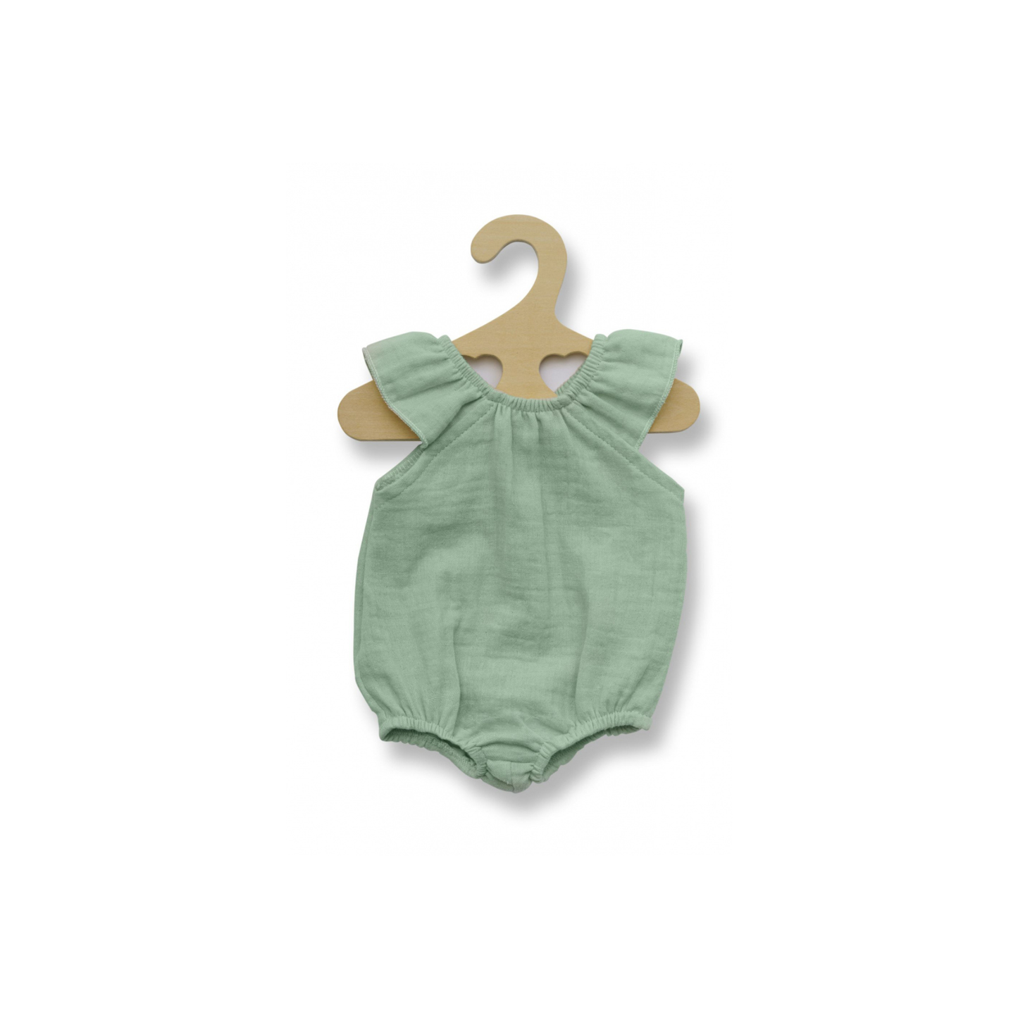 Helless poppenrompertje met ruches mintgroen (28-35 cm)