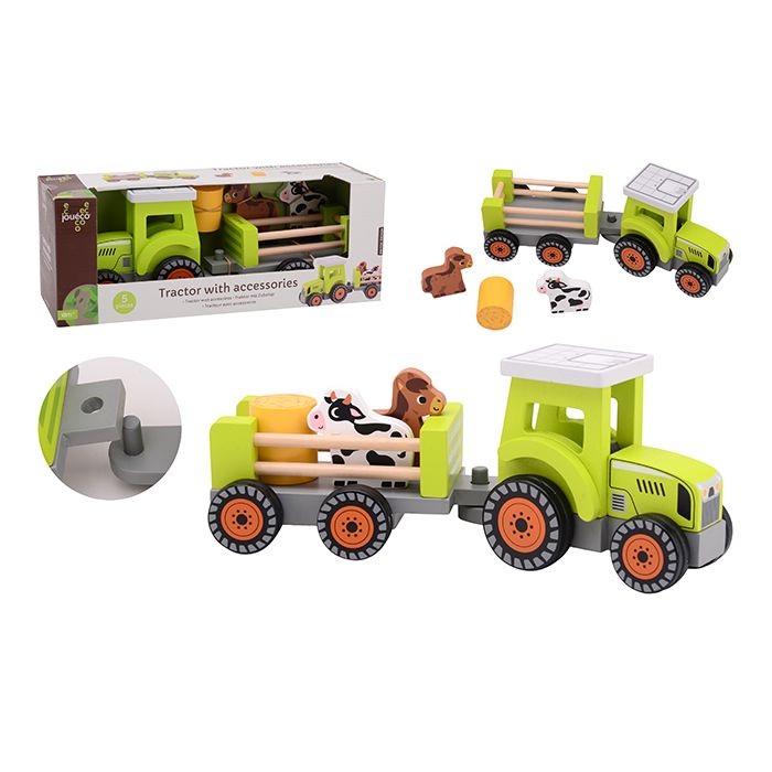 Jouéco houten tractor met diertjes