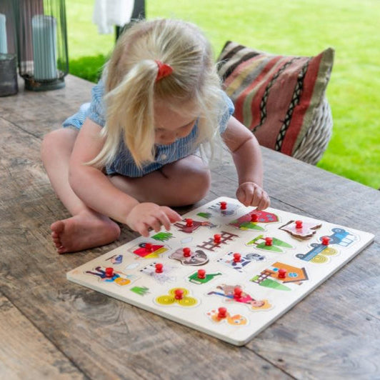 Angeltoys houten knoppuzzel - Boerderij (groot)